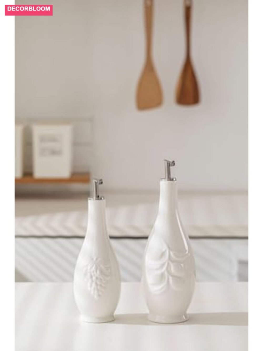 Porcelain Oil and Vinegar Dispenser Set 16oz Leakproof Kitchen Cruet - Picture 5 of 6